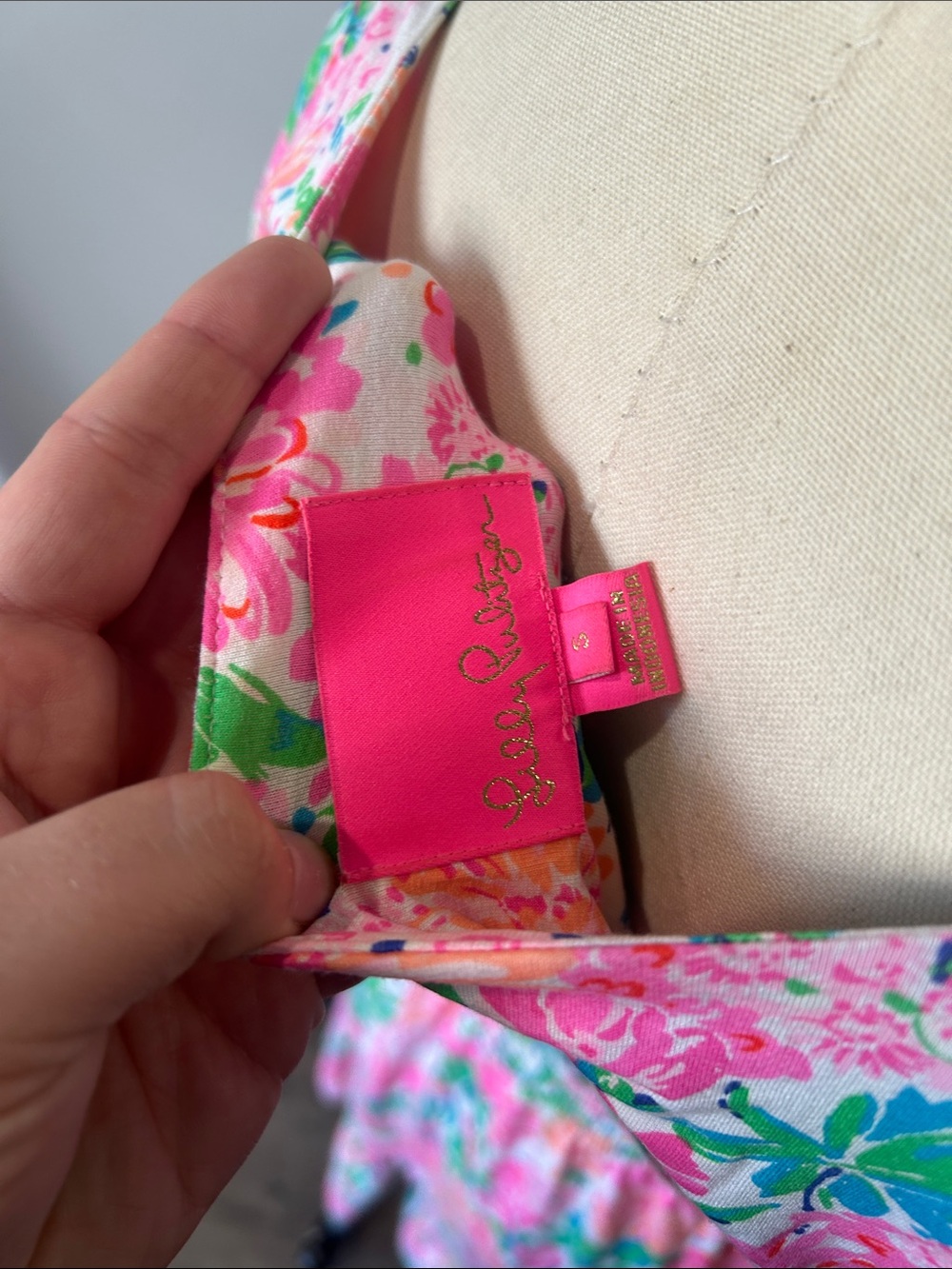 Lilly Pulitzer Pink Floral V-Neck Tiered Mini Dress - Picture 4 of 5